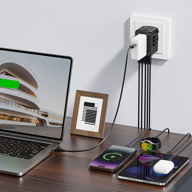 Мережевий зарядний пристрій Unitek Universal Travel Adapter 3xUSB-A + 2xUSB-C 35 Вт Black (P1121ABK01) - зображення 5