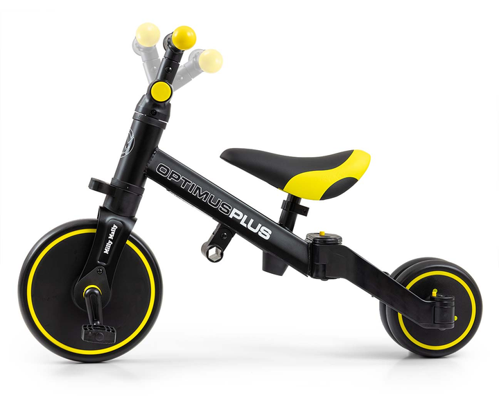 Велосипед триколісний Milly Mally Optimus Plus 4в1 чорний з жовтим 5308 (5901761128550) - зображення 9