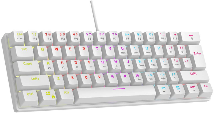 Klawiatura przewodowa Rampage Plower K60 USB White (PLOWERK60-WHITE) - obraz 3