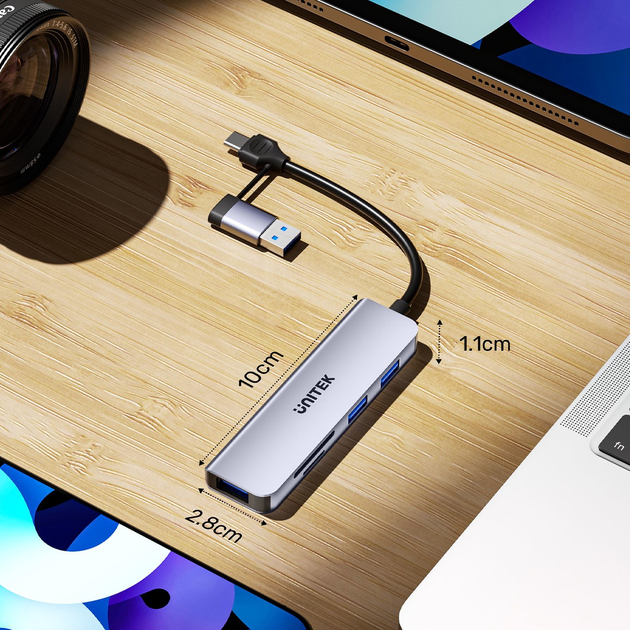 USB-хаб Unitek uHUB P5+ 5-in-1 USB 5Gbps Hub with SD and Micro SD Card Reader (H1320AGY01) - зображення 5