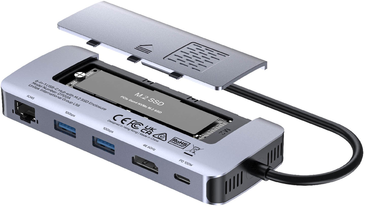 USB-hub Unitek 6-in-1 USB-C Hub with M.2 SSD Enclosure (D1120A01) - obraz 5