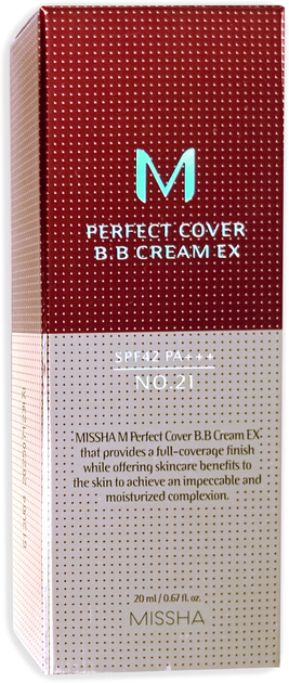 BB-крем Missha Perfect Cover М SPF42 / PA+++ 21 Light Beige 20 мл (8809747940752) - зображення 4