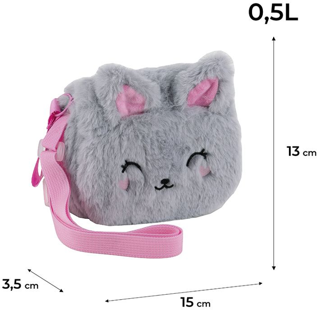 Сумка дитяча Kite Kids Fluffy Cat 15х13х3.5 Сіра (K25-2710-3) - зображення 2