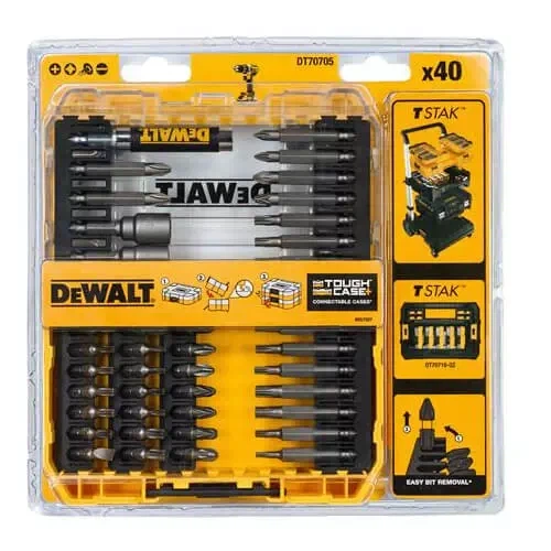 Набор бит DeWALT Phillips, Pozidriv, Torx, L= 25, 50 мм, головки 8, 10 мм, маг. держ., 40 шт, кейс (DT70705) - изображение 4
