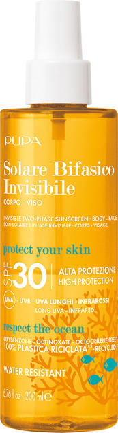 Сонцезахисний спрей для обличчя та тіла Pupa Multifunction Invisible SPF 30 двофазний 200 мл (8011607359646) - зображення 1