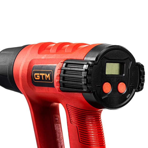 Профессиональный технический фен (строительный) GTM HG2000EM: 2 кВт, 2 режима, 50°C-600°C, насадки 4шт - Фото 2 Профессиональный технический фен (строительный) GTM HG2000EM: 2 кВт, 2 режима, 50°C-600°C, насадки 4шт - изображение 2