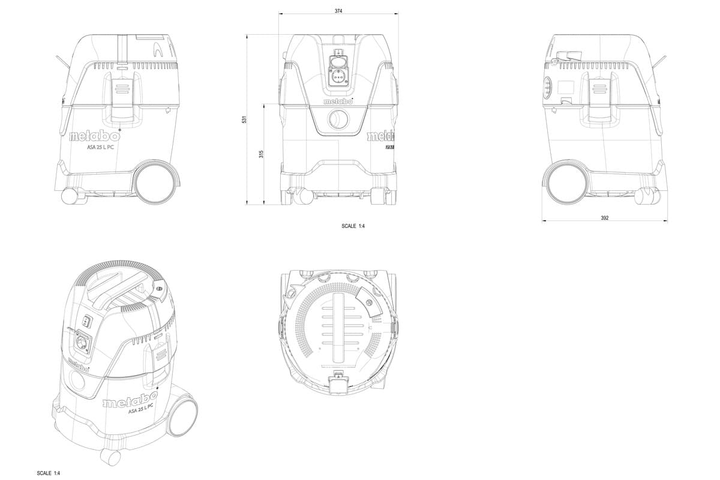 Будівельний пилосос Metabo ASA 25 L PC - зображення 7