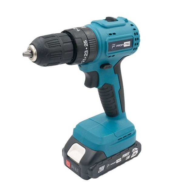 Мощный аккумуляторный шуруповерт PROFI-TEC PCD3520BL POWERLine: с АКБ 2шт-20V 2.0 Ah, 28 Нм, набор головок - Фото 2 Мощный аккумуляторный шуруповерт PROFI-TEC PCD3520BL POWERLine: с АКБ 2шт-20V 2.0 Ah, 28 Нм, набор головок - изображение 2