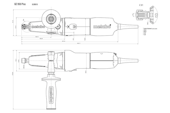 Професійна пряма шліфувальна машина Metabo GE 950 G Plus : 950 Вт, 8700 об/хв, цанга 6мм, 1.7 кг - зображення 6