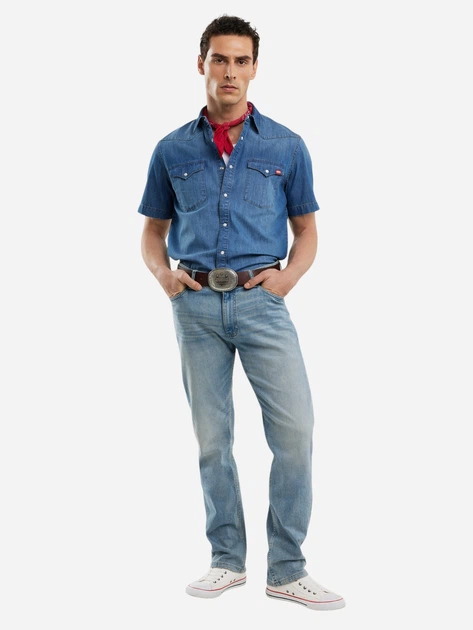 Сорочка джинсова літня чоловіча Big Star Short Sleeve Western 377 2XL Синя (5900714833480) - зображення 3