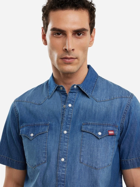 Сорочка джинсова літня чоловіча Big Star Short Sleeve Western 377 2XL Синя (5900714833480) - зображення 5