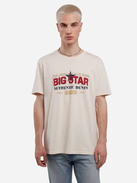 Koszulka męska bawełniana Big Star Enifer 103 S Beżowa - obraz 1
