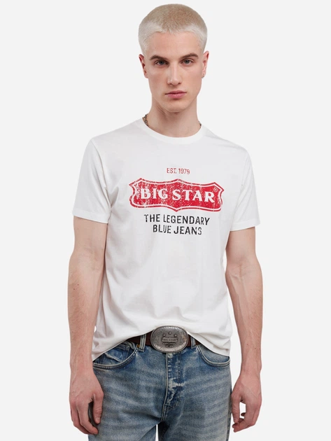 Koszulka męska bawełniana Big Star Millaner 101 L Biała - obraz 1
