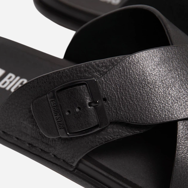 Klapki męskie skórzane Big Star RR174076 44 Czarne - obraz 4