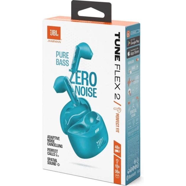 Наушники TWS JBL Tune Flex 2 Turquoise (JBLTFLEX2TQE) - Фото 2 Наушники TWS JBL Tune Flex 2 Turquoise (JBLTFLEX2TQE) - изображение 2