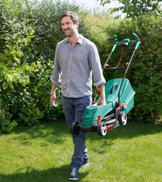Мощная газонокосилка электрическая Bosch ARM 34 : 1300 Вт, ширина захвата 34 см, 20-70мм - Фото 3 Мощная газонокосилка электрическая Bosch ARM 34 : 1300 Вт, ширина захвата 34 см, 20-70мм - изображение 3