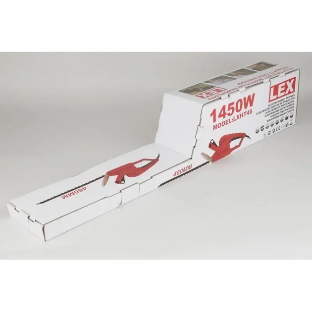Электрический садовый кусторез LEX 1450 W LXHT46 : 1450Вт, шина 460 мм, 2,8 кг, (LXHT46) SDRT_5lxht46 - изображение 5