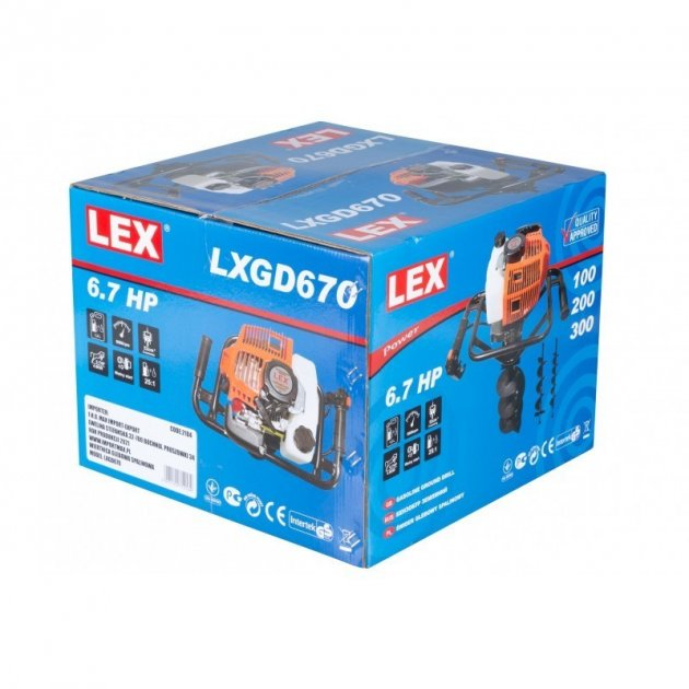 Бензиновий земляний мотобур двотактний LEX : 4,9 кВт / 6,7 к.с. (3 шнека в комплекті) (LXGD670) - Фото 10 Бензиновий земляний мотобур двотактний LEX : 4,9 кВт / 6,7 к.с. (3 шнека в комплекті) (LXGD670) - зображення 10