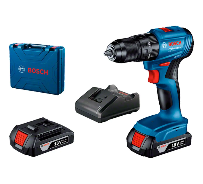 Мощная аккумуляторная ударная дрель-шуруповерт Bosch Professional GSB 185-LI с 2 акб GBA 18V 2.0Ah+ЗУ - Фото 1 Мощная аккумуляторная ударная дрель-шуруповерт Bosch Professional GSB 185-LI с 2 акб GBA 18V 2.0Ah+ЗУ - изображение 1