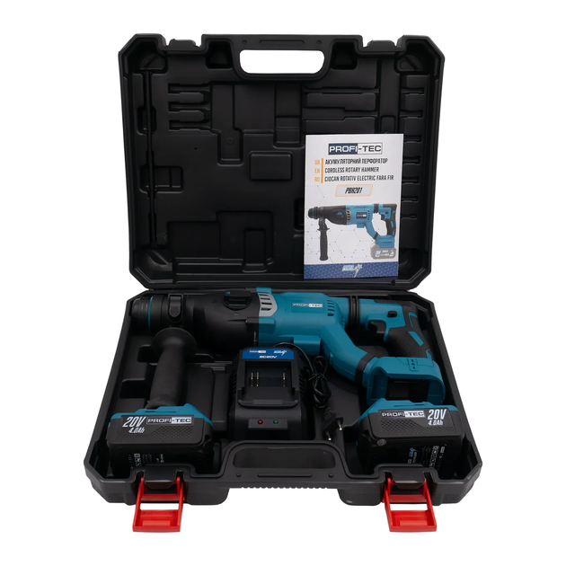 Мощный аккумуляторный перфоратор PROFI-TEC PBH201 POWERLine : с АКБ 2шт-20V 4.0 Аh (006286) - изображение 10