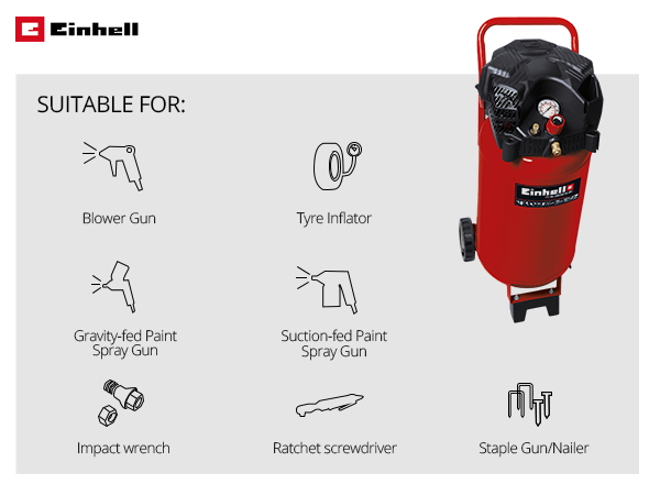 Мощный компрессор Einhell TC-AC 240/50/10 OF : 1.5 кВт, 240 л/мин, 10 бар, ресивер 50л - изображение 7