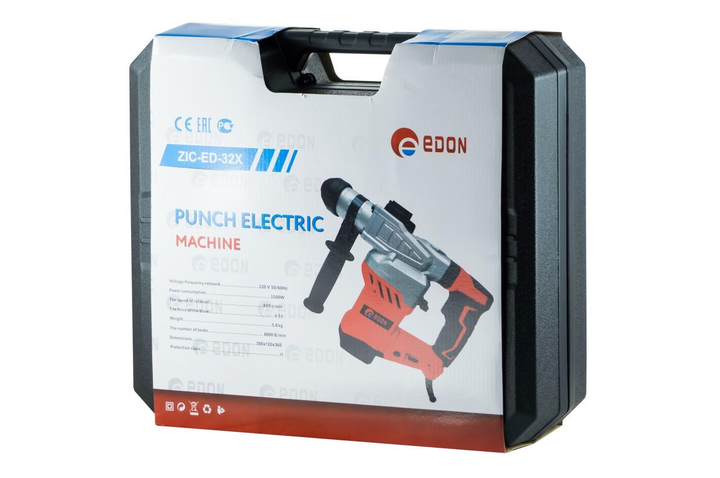 Профессиональный ударный бочковый перфоратор Edon ZIC-ED-32X: 1500 Вт, 4 Дж,11000 уд./мин,800 об/мин - изображение 6
