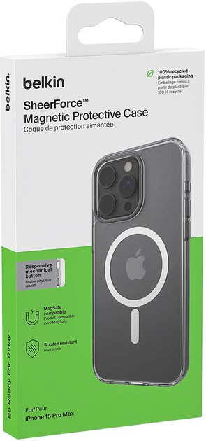 Etui Belkin SheerForce MagSafe Magnetic Protective do Apple iPhone 15 Pro Max Transparent (MSA022BTCL) - obraz 5