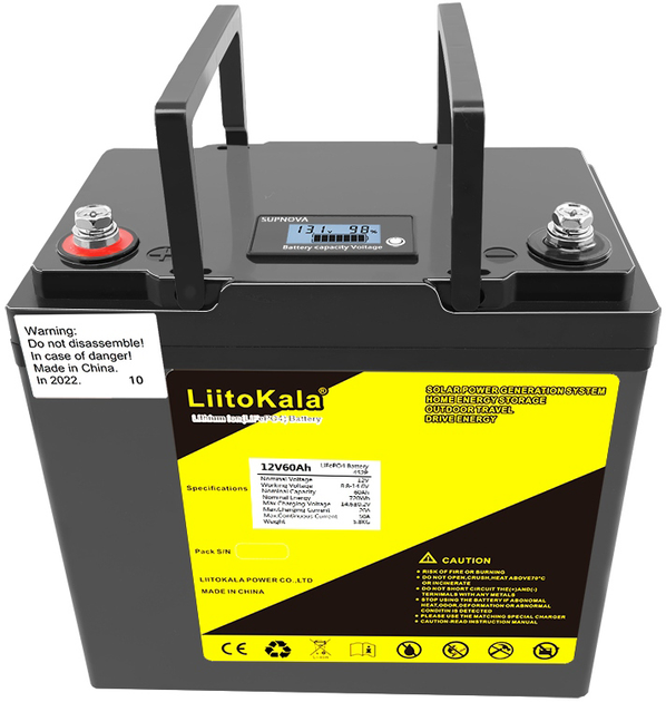 Аккумуляторная батарея LiitoKala 12V 60Ah LCD LiFePO4 (YT29756) - изображение 1