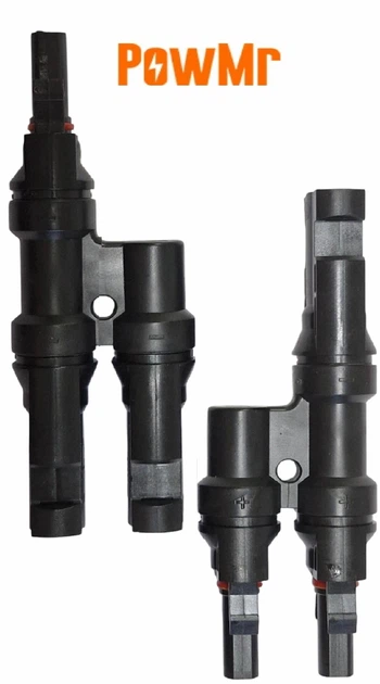 Конектор двойник MC4 1х2 POWMR для солнечных панелей 30A 1000V (пара - папа+мама, комплект из 2 штук) IP67 (разветвитель, удвоитель, T2 2T T type spliter сплитер, для обединения солнечных панелей в массив) - изображение 7