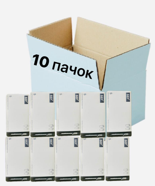 Рукавички нітрилові неопудрені чорні SEF 10 пачок розмір S - зображення 1