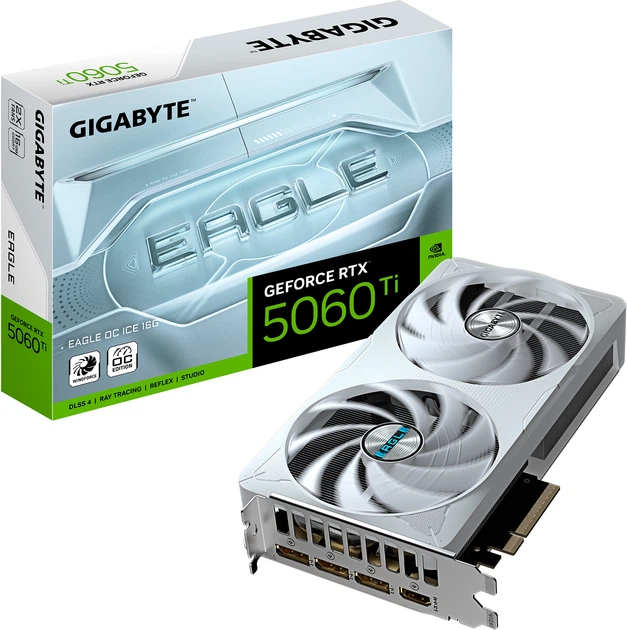 Відеокарта Gigabyte PCI-Ex GeForce RTX 5060 Ti EAGLE OC ICE 16G 16GB GDDR7 (128bit) (2617/28000) (HDMI, 3 x DisplayPort) (GV-N506TEAGLEOC ICE-16GD) - зображення 10