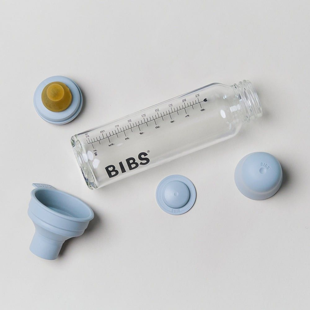Скляна дитяча пляшечка BIBS Baby Glass Bottle повний комплект 225 ml - Cloud - зображення 3