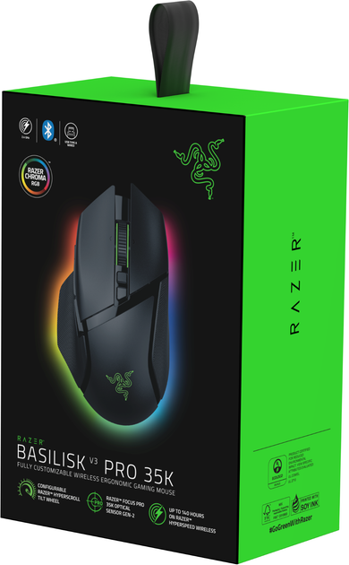 Mysz Razer Basilisk V3 Pro 35K Wireless/Bluetooth/USB Black (RZ01-05240100-R3G1) - obraz 8