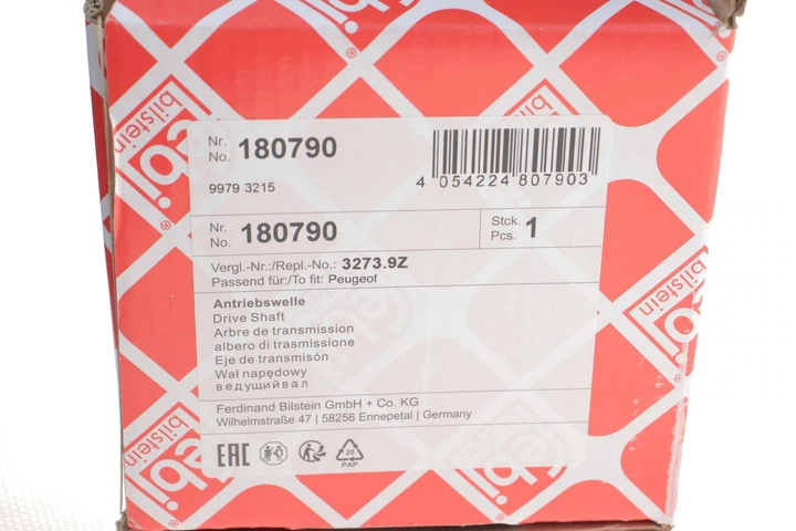 Полуось Citroen Berlingo / Peugeot Partner 1.6 / 1.9D 96-(R) (24x25x870x29T) Febi Bilstein 180790 - Фото 2 Полуось Citroen Berlingo / Peugeot Partner 1.6 / 1.9D 96-(R) (24x25x870x29T) Febi Bilstein 180790 - изображение 2