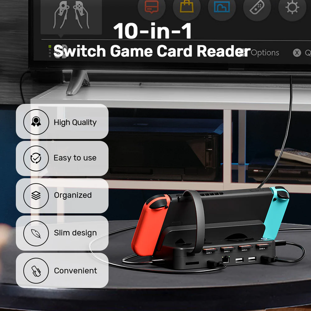 Stacja dokująca Unitek Switch Docking Station with Game Card Reader Black (G1002B01) - obraz 7