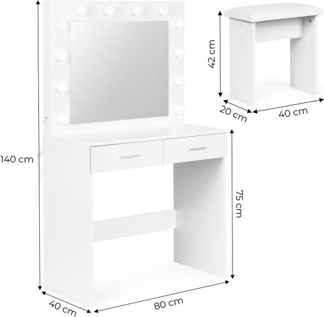 Туалетний столик ModernHome by Multistore CHDT03 LED White (5905817001668) - зображення 10