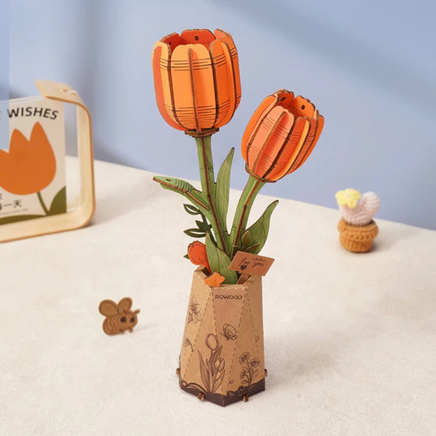3D klocki Robotime Orange Tulip TW081 (6946785122343) - obraz 4
