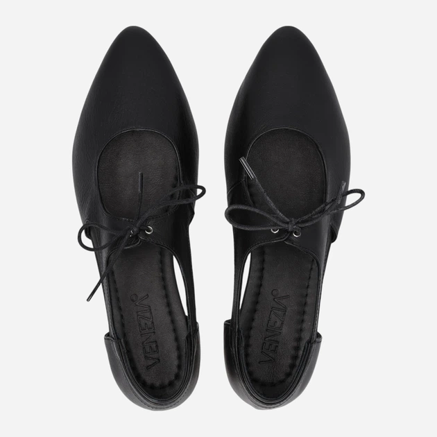 Жіночі балетки зі шкіри Venezia A034LEBLOBA118 39 (6UK) 25 см Чорні (5906140781326) - зображення 5