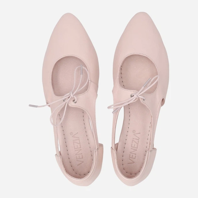 Baleriny damskie skórzane Venezia A034LEPIOBA118 38 (5UK) 24.4 cm Beżowe (5906140781258) - obraz 5