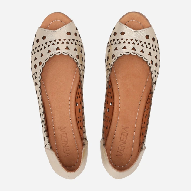 Жіночі балетки зі шкіри Venezia A040LEGOOBA118 39 (6UK) 25 см Золотисті (5906140781784) - зображення 5