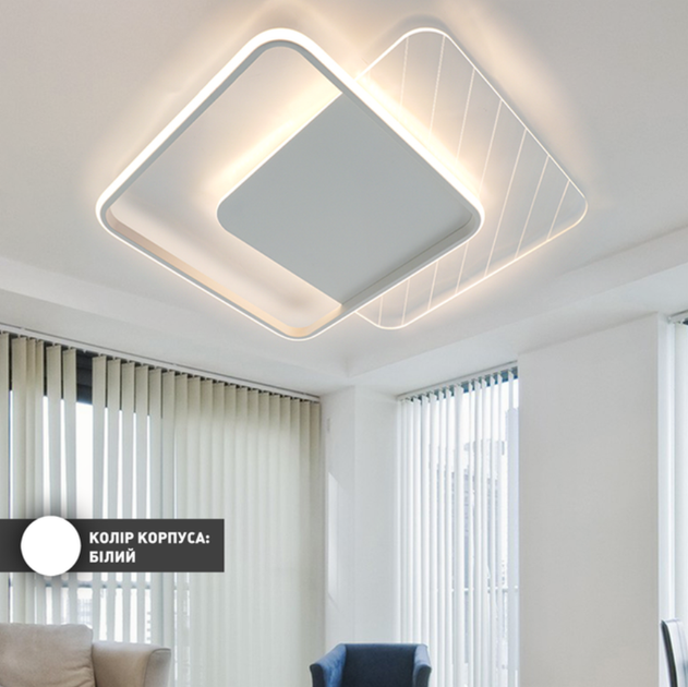 Керована світлодіодна люстра 10313 AMATO-60W-2S-APP-505*505*52-WHITE/CLEAR-220-IP20 - зображення 2