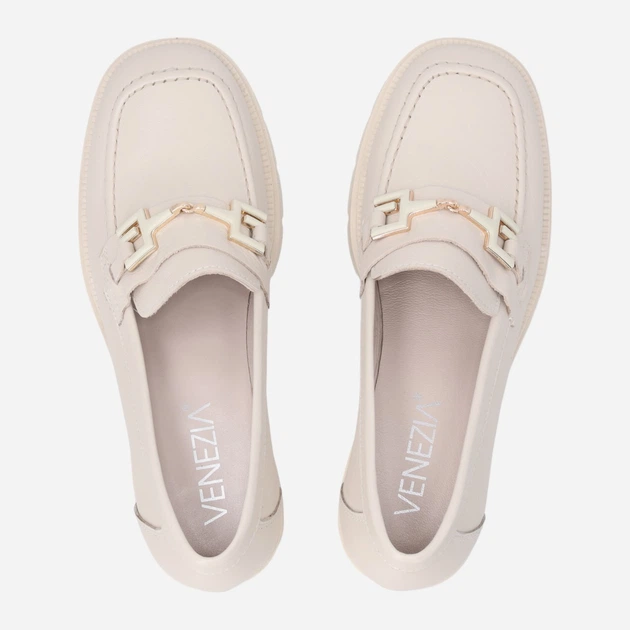 Жіночі лофери зі шкіри Venezia D052LEBEOBM048 38 (5UK) 24.4 см Бежеві (5906140842645) - зображення 5