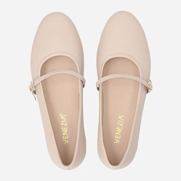 Baleriny damskie skórzane z paskiem Venezia E120LEBEOBA029 39 (6UK) 25 cm Beżowe (5906140896082) - obraz 5