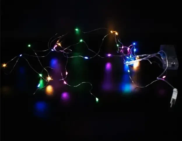 Гирлянда праздничная Xmas 30 Led 3M (Copper) Медная проволока (Капля Росы) M MULTI Работает от батареек+USB для нового года, для праздника - изображение 4