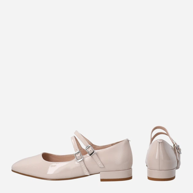 Baleriny damskie skórzane z paskiem Venezia L002PABEOBA141 39 (6UK) 25 cm Beżowe (5906140721261) - obraz 3