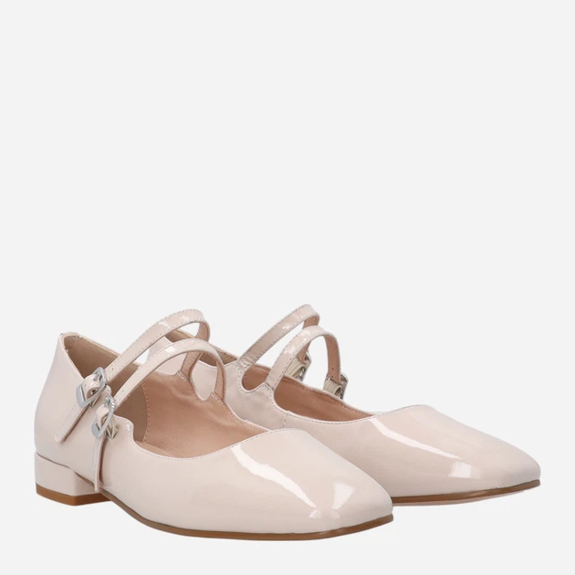 Baleriny damskie skórzane z paskiem Venezia L002PABEOBA141 39 (6UK) 25 cm Beżowe (5906140721261) - obraz 4