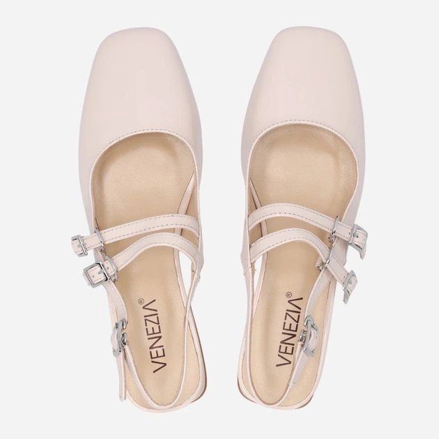 Sandały damskie slingback skórzane z zakrytymi palcami Venezia L007PABEOBH141 39 (6UK) 25 cm Beżowe (5906140721681) - obraz 5