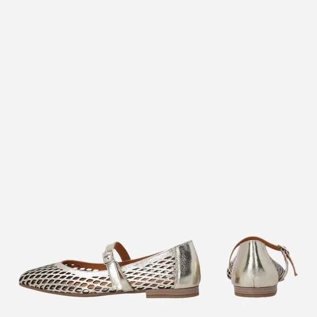 Baleriny damskie skórzane ażurowe z paskiem Venezia L094LEGOOBA034 39 (6UK) 25 cm Złote (5906140906514) - obraz 3