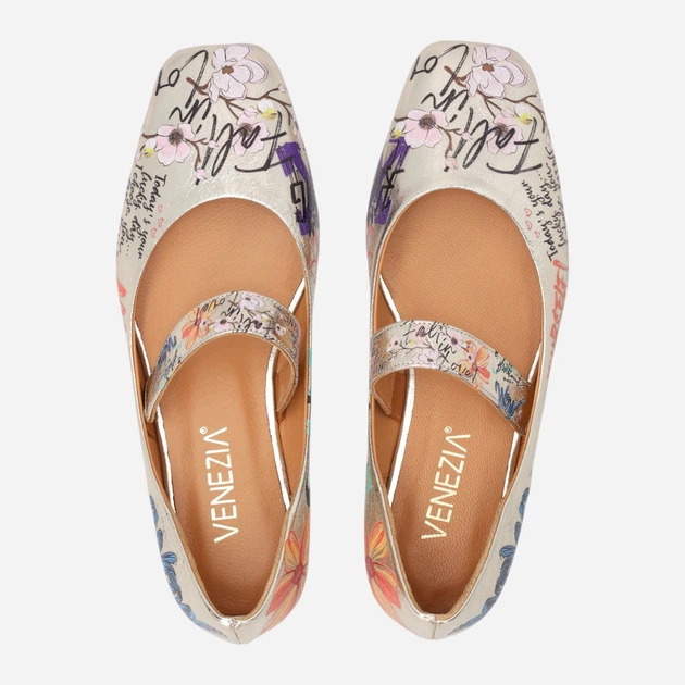 Жіночі балетки зі шкіри Venezia L199LEGOOBA034 38 (5UK) 24.4 см Золотисті (5906140906606) - зображення 5