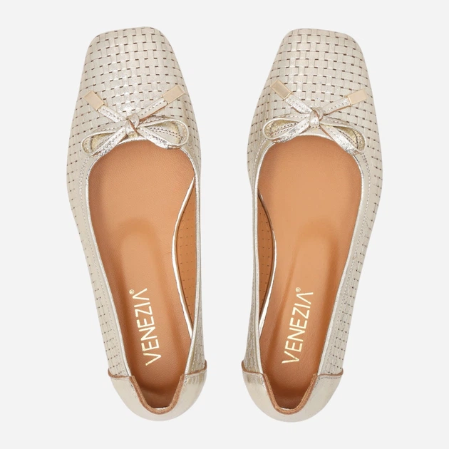 Baleriny damskie skórzane Venezia L204LEGOOBA034 39 (6UK) 25 cm Złote (5906140906668) - obraz 5